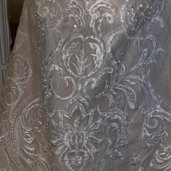 Oleg Cassini Scroll Lace Trumpet Wedding Dress - Picture 4 of 4